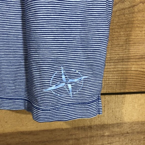 B. Draddy Polo Golf Shirt Mens Size Large OS Logo Pocket Pinstripe Blue EUC - Picture 12 of 12
